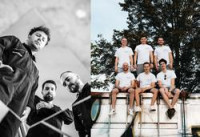 Auf dem Plakat der Veranstaltung sind zwei Bilder zu sehen, je eins der beiden spielenden Bands.